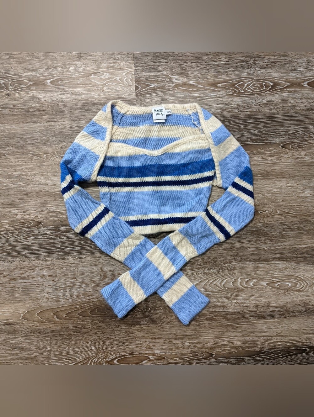 Princess Polly Knit Cropped Blue Striped Bolero and Tube Top Set Size XS/S